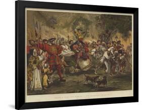 Christmas at Windsor Castle in the Time of Henry Viii, Bringing in the Yule Log-Sir John Gilbert-Framed Giclee Print