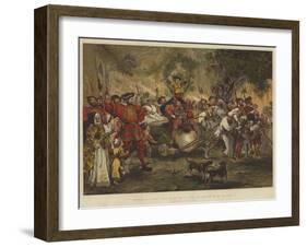 Christmas at Windsor Castle in the Time of Henry Viii, Bringing in the Yule Log-Sir John Gilbert-Framed Giclee Print