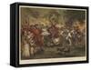 Christmas at Windsor Castle in the Time of Henry Viii, Bringing in the Yule Log-Sir John Gilbert-Framed Stretched Canvas