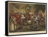 Christmas at Windsor Castle in the Time of Henry Viii, Bringing in the Yule Log-Sir John Gilbert-Framed Stretched Canvas