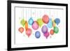 Christmas Backgound with Christmas Balls, Watercolor Vibrant Colors Christmas Decoration, Merry Chr-Marish-Framed Art Print