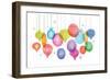 Christmas Backgound with Christmas Balls, Watercolor Vibrant Colors Christmas Decoration, Merry Chr-Marish-Framed Art Print