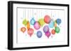 Christmas Backgound with Christmas Balls, Watercolor Vibrant Colors Christmas Decoration, Merry Chr-Marish-Framed Premium Giclee Print