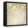 Christmas Background: Golden Holiday Abstract Glitter Defocused Background with Blinking Stars-Subbotina Anna-Framed Stretched Canvas