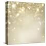 Christmas Background: Golden Holiday Abstract Glitter Defocused Background with Blinking Stars-Subbotina Anna-Stretched Canvas