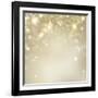 Christmas Background: Golden Holiday Abstract Glitter Defocused Background with Blinking Stars-Subbotina Anna-Framed Art Print