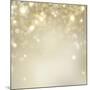 Christmas Background: Golden Holiday Abstract Glitter Defocused Background with Blinking Stars-Subbotina Anna-Mounted Art Print