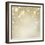 Christmas Background: Golden Holiday Abstract Glitter Defocused Background with Blinking Stars-Subbotina Anna-Framed Art Print