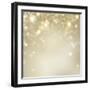 Christmas Background: Golden Holiday Abstract Glitter Defocused Background with Blinking Stars-Subbotina Anna-Framed Art Print