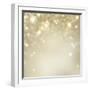 Christmas Background: Golden Holiday Abstract Glitter Defocused Background with Blinking Stars-Subbotina Anna-Framed Art Print