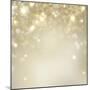 Christmas Background: Golden Holiday Abstract Glitter Defocused Background with Blinking Stars-Subbotina Anna-Mounted Art Print