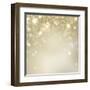 Christmas Background: Golden Holiday Abstract Glitter Defocused Background with Blinking Stars-Subbotina Anna-Framed Art Print