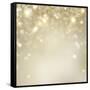 Christmas Background: Golden Holiday Abstract Glitter Defocused Background with Blinking Stars-Subbotina Anna-Framed Stretched Canvas