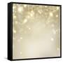 Christmas Background: Golden Holiday Abstract Glitter Defocused Background with Blinking Stars-Subbotina Anna-Framed Stretched Canvas