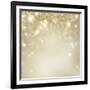 Christmas Background: Golden Holiday Abstract Glitter Defocused Background with Blinking Stars-Subbotina Anna-Framed Art Print