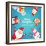 Christmas Background with Funny Characters. Design Template with Place for Your Text. Christmas Ban-ONYXprj-Framed Art Print