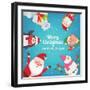 Christmas Background with Funny Characters. Design Template with Place for Your Text. Christmas Ban-ONYXprj-Framed Art Print