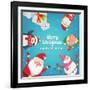 Christmas Background with Funny Characters. Design Template with Place for Your Text. Christmas Ban-ONYXprj-Framed Art Print