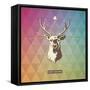 Christmas Background with Geometrical Pattern, Three-Dimensional Star-Shape and Deer-shootandwin-Framed Stretched Canvas