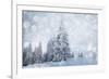 Christmas Background with Snowy Fir Trees-melis-Framed Photographic Print