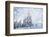 Christmas Background with Snowy Fir Trees-melis-Framed Photographic Print