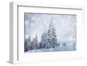 Christmas Background with Snowy Fir Trees-melis-Framed Photographic Print