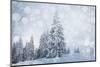 Christmas Background with Snowy Fir Trees-melis-Mounted Photographic Print