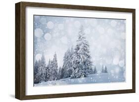 Christmas Background with Snowy Fir Trees-melis-Framed Photographic Print