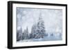 Christmas Background with Snowy Fir Trees-melis-Framed Photographic Print