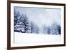 Christmas Background with Snowy Fir Trees-melis-Framed Photographic Print