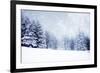 Christmas Background with Snowy Fir Trees-melis-Framed Photographic Print