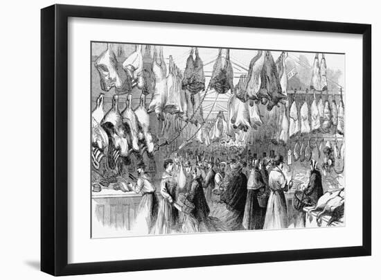 Christmas-Beef and Mutton in Washington Market, New York, 1865.-null-Framed Giclee Print