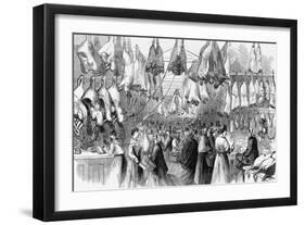 Christmas-Beef and Mutton in Washington Market, New York, 1865.-null-Framed Giclee Print