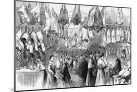 Christmas-Beef and Mutton in Washington Market, New York, 1865.-null-Mounted Giclee Print