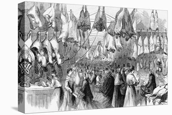 Christmas-Beef and Mutton in Washington Market, New York, 1865.-null-Stretched Canvas