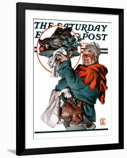 "Christmas Boar," Saturday Evening Post Cover, December 20, 1924-Joseph Christian Leyendecker-Framed Giclee Print