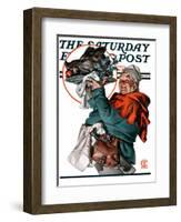 "Christmas Boar," Saturday Evening Post Cover, December 20, 1924-Joseph Christian Leyendecker-Framed Giclee Print