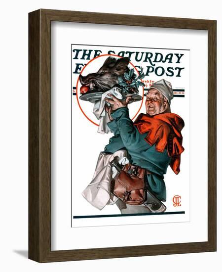 "Christmas Boar," Saturday Evening Post Cover, December 20, 1924-Joseph Christian Leyendecker-Framed Giclee Print