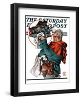 "Christmas Boar," Saturday Evening Post Cover, December 20, 1924-Joseph Christian Leyendecker-Framed Giclee Print