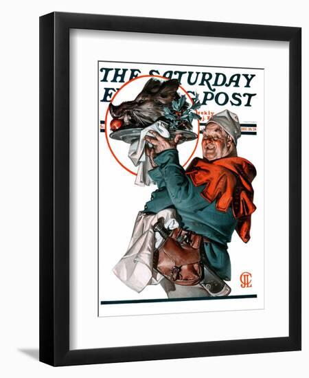 "Christmas Boar," Saturday Evening Post Cover, December 20, 1924-Joseph Christian Leyendecker-Framed Giclee Print