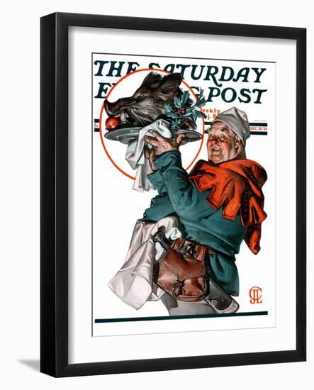 "Christmas Boar," Saturday Evening Post Cover, December 20, 1924-Joseph Christian Leyendecker-Framed Giclee Print