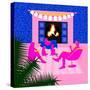 Christmas by the fireplace-Claire Huntley-Stretched Canvas