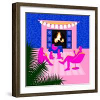 Christmas by the fireplace-Claire Huntley-Framed Giclee Print