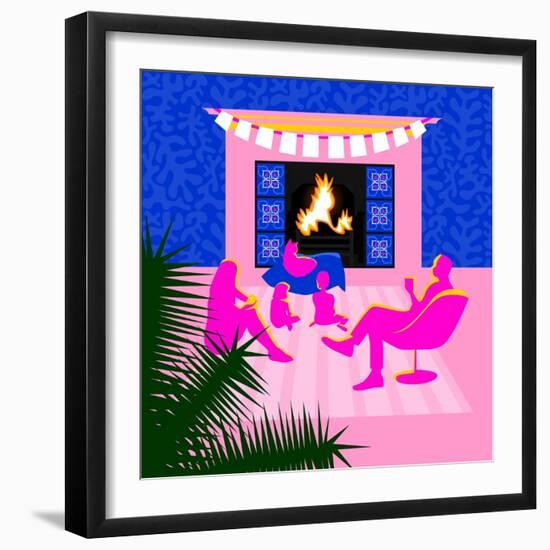 Christmas by the fireplace-Claire Huntley-Framed Giclee Print