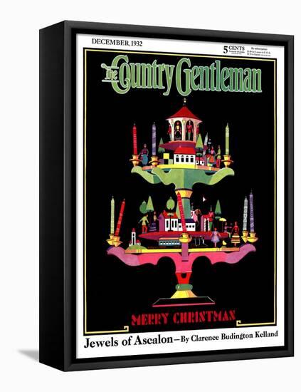 "Christmas Candelabra," Country Gentleman Cover, December 1, 1932-Edward O. Kraske-Framed Stretched Canvas