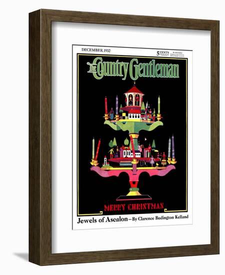 "Christmas Candelabra," Country Gentleman Cover, December 1, 1932-Edward O. Kraske-Framed Giclee Print