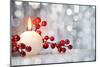Christmas Candle Ball &Hollies-null-Mounted Art Print