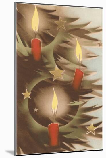 Christmas Candles on Tree-null-Mounted Art Print