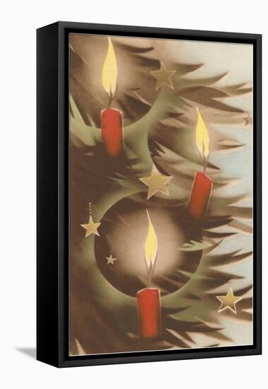 Christmas Candles on Tree-null-Framed Stretched Canvas