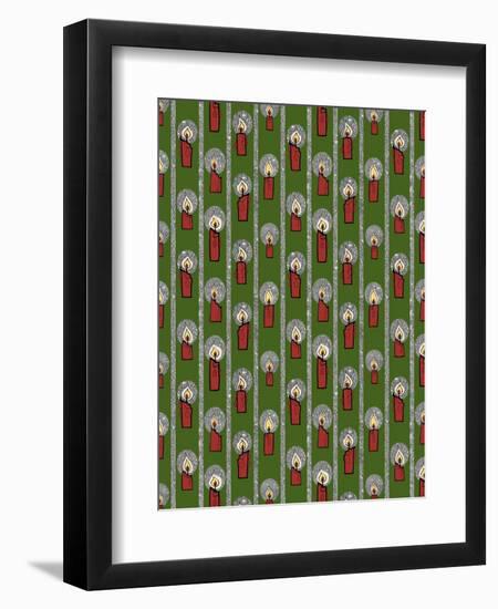 Christmas Candles Repeat Green-Cyndi Lou-Framed Giclee Print